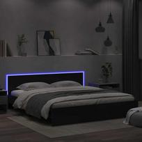 vidaXL Lovos rėmas su galvūgaliu ir LED, 180x200 cm, juodas (Black)