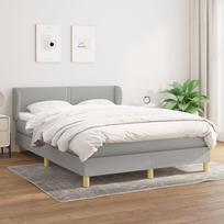 vidaXL Lova su spyruoklėmis ir čiužiniu, pilka (Grey), 140x200 cm, audinys