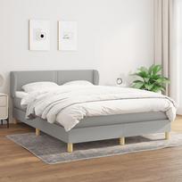 miegamojo lova su ciuziniu - vidaXL Lova su spyruoklėmis ir čiužiniu, pilka (Grey), 140x200 cm, audinys - 2 nuotrauka