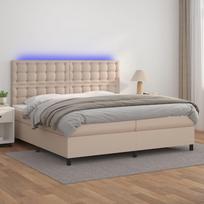 vidaXL Lova su spyruoklėmis, čiužiniu ir LED, 200x200 cm, kapučino (Cappuccino)