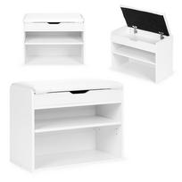 batu lentyna - Suoliukas su batų lentyna ModernHome, baltas (White), 60 cm x 30 cm x 47 cm - 1 nuotrauka