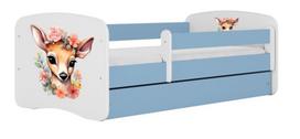 Vaikiška lova viengulė Kocot Kids Bambi, mėlyna/balta (Blue/White), 70 x 140 cm, su čiužiniu