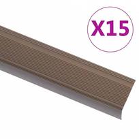 danga laiptams - vidaXL L formos laiptų profiliai, 100 cm, rudi (Brown), 15 vnt. - 1 nuotrauka