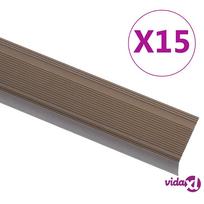 danga laiptams - vidaXL L formos laiptų profiliai, 100 cm, rudi (Brown), 15 vnt. - 2 nuotrauka