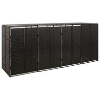 vidaXL Konteinerių stoginė, juoda (Black), 274x80x117 cm, ratanas, keturvietė