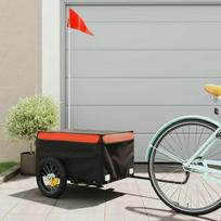 vidaXL Dviračio priekaba, juoda/oranžinė (Black/Orange)