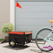 dviracio priekaba - vidaXL Dviračio priekaba, juoda/oranžinė (Black/Orange) - 2 nuotrauka