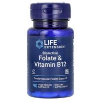 b vitamino - LIFE EXTENSION BioActive Folatai ir vitaminas B12, 90 kapsulių - 1 nuotrauka