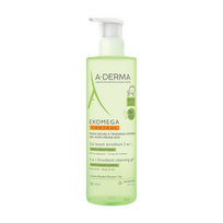A-DERMA EXOMEGA CONTROL 2in1 prausiamasis gelis-emolientas kūnui ir plaukams, 500 ml