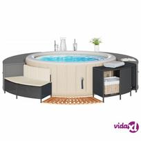 modely - vidaXL Kubilo rėmas Juodas (Black), poliratanas ir akacijos masyvas, modelis - 1x laiptelis - 3 nuotrauka