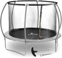 batutas 305 - Gymrex Sodo batutas 305 cm, su tinkleliu ir spyruokliniu dangteliu, Juodas (Black) ir Pilkas (Gray) - 2 nuotrauka