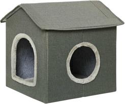 PawHut Cat Cave, jaukus namelis katėms su dvejomis durelėmis, pilkas (Grey)