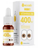 ecosh vitamin d3 - ECOSH Kids Vitaminas D3 su kokosų aliejumi, 400 IU, 10 ml - 1 nuotrauka