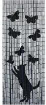 bambuko uzuolaidos - Maximex Bambuko durų užuolaida Juodai pilka (Black Grey) 90x200 cm Cat and Butterfly - 1 nuotrauka