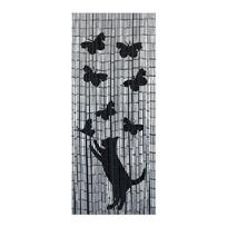 bambuko uzuolaidos - Maximex Bambuko durų užuolaida Juodai pilka (Black Grey) 90x200 cm Cat and Butterfly - 2 nuotrauka