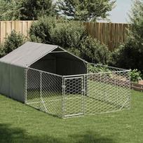vidaXL Lauko voljeras šunims su aptvaru, 4x2x1,5m, plienas