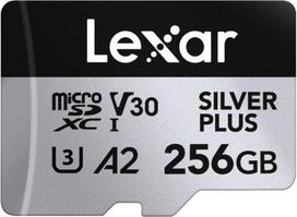 micro sd kortele 256gb - Lexar Professional Silver Plus microSDXC 256GB UHS-I U3 A2 Class 10 + SD Adapter - 1 nuotrauka