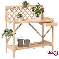 vidaXL Sodinimo stalas su treliažu, eglės medienos masyvas, natūralus (Natural)