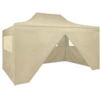 vidaXL Išskleidžiama palapinė su 4 šoninėmis sienomis, 3x4,5 m, kreminė (Cream)