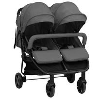 vidaXL Vežimėlis dvynukams, pilkas (Dark Grey and Black)