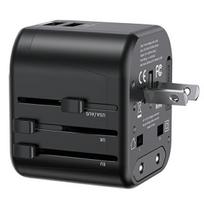 us eu adapteriai - USAMS 2xUSB T55 12W 4in1 Universalus kelioninis įkroviklis US/AU/EU/UK Juodas (Black) - 2 nuotrauka