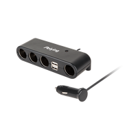 kabeliai radij - Peiying Automobilio cigarečių pridegiklio lizdo skirstytuvas x4 su kabeliu (Black) - 1 nuotrauka