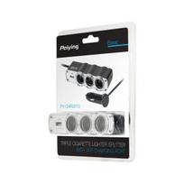 usb radijas automobiliui - Peiying Cigarečių žiebtuvėlio lizdo skirstytuvas X3 su kabeliu ir USB (Black) - 2 nuotrauka