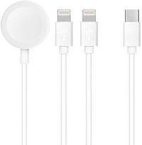 3in1 laidas - Hoco C3168 3in1 Type-C į 2 x Lightning / Apple Watch 3W 2A Baltas (White) - 1 nuotrauka