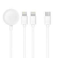 3in1 laidas - Hoco C3168 3in1 Type-C į 2 x Lightning / Apple Watch 3W 2A Baltas (White) - 3 nuotrauka