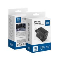 usb type c laidas - BlueStar VT-43 kelioninis įkroviklis GaN 4A 65W 2 x Type C + USB A PD QC4.0 Juodas (Black) - 1 nuotrauka