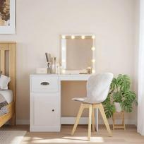 kosmetinis stalas baltas - vidaXL Kosmetinis staliukas su LED lemputėmis, baltas (White), 90 cm x 42 cm x 132.5 cm - 1 nuotrauka