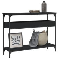 lentyna 100 cm - Konsolinis staliukas su lentyna, juodas (Black), 100 cm x 29 cm x 75 cm, mediena - 1 nuotrauka