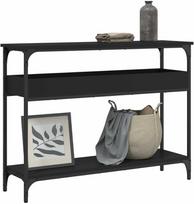 lentyna 100 cm - Konsolinis staliukas su lentyna, juodas (Black), 100 cm x 29 cm x 75 cm, mediena - 2 nuotrauka