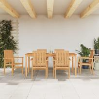 lauko baldai - vidaXL Sodo valgomojo baldų komplektas, 7 dalių, tikmedžio masyvas (Teak) - 1 nuotrauka