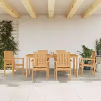 lauko baldai - vidaXL Sodo valgomojo baldų komplektas, 7 dalių, tikmedžio masyvas (Teak) - 2 nuotrauka
