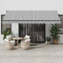 lauko pavesine balta - vidaXL Automatinė ištraukiama markizė, antracito ir balta (Dark Grey and White), 450x300 cm - 1 nuotrauka