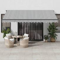 lauko pavesine balta - vidaXL Automatinė ištraukiama markizė, antracito ir balta (Dark Grey and White), 450x300 cm - 2 nuotrauka