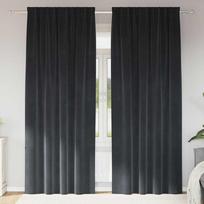 uzuolaidos blackout - vidaXL Blackout Užuolaidos su Viršutinėmis Juostelėmis 2 vnt Tamsiai Pilka (Dark Grey) - 1 nuotrauka