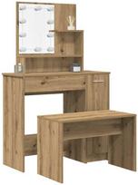 vidaXL Kosmetinis staliukas su LED, sendinta mediena (Vintage Wood)
