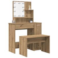 kosmetinis staliukas - vidaXL Kosmetinis staliukas su LED, sendinta mediena (Vintage Wood) - 2 nuotrauka