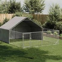 vidaXL Lauko voljeras šunims su aptvaru, 5x3x1,9m, plienas