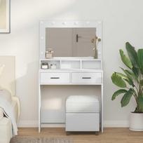 makiazo staliukas - vidaXL Makiažo stalas su LED šviesomis, balta (White), 79 cm x 41 cm x 135 cm - 1 nuotrauka
