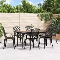 Lauko baldų komplektas vidaXL Sodo kėdės, 6vnt., juodas (Black)