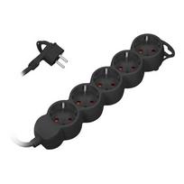 ilgintuvas 1,5m - ORNO ES-6(GS)/B/5 Ilgiklis 5-krypčių 2P+E (Schuko), 5m H05VV-F 3x1,5mm2, 16A, Juodas (Black) - 1 nuotrauka