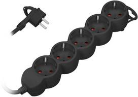 ilgintuvas 1,5m - ORNO ES-6(GS)/B/5 Ilgiklis 5-krypčių 2P+E (Schuko), 5m H05VV-F 3x1,5mm2, 16A, Juodas (Black) - 2 nuotrauka