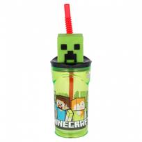 Minecraft 3D gertuvė su šiaudeliu, 360 ml
