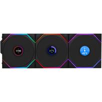 lian li uni argb fan - Lian Li UNI FAN TL Wireless LCD 120mm Juodas (Black) 3-Pack su Valdikliu - 1 nuotrauka