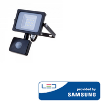 lauko sviestuvas su davikliu 10w - V-TAC 10W LED prožektorius su judesio davikliu, 3000K (šiltai balta), juodas (Black) - 1 nuotrauka