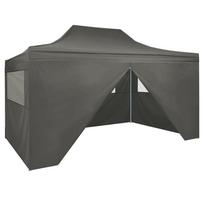 vidaXL Išskleidžiama palapinė su 4 šoninėmis sienomis, 3x4,5 m, antracito (Anthracite)