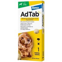 sunims nuo blusu erkiu - AdTab kramtomosios tabletės nuo erkių ir blusų šunims, 11-22 kg, 450 mg, 1 tabl. - 2 nuotrauka